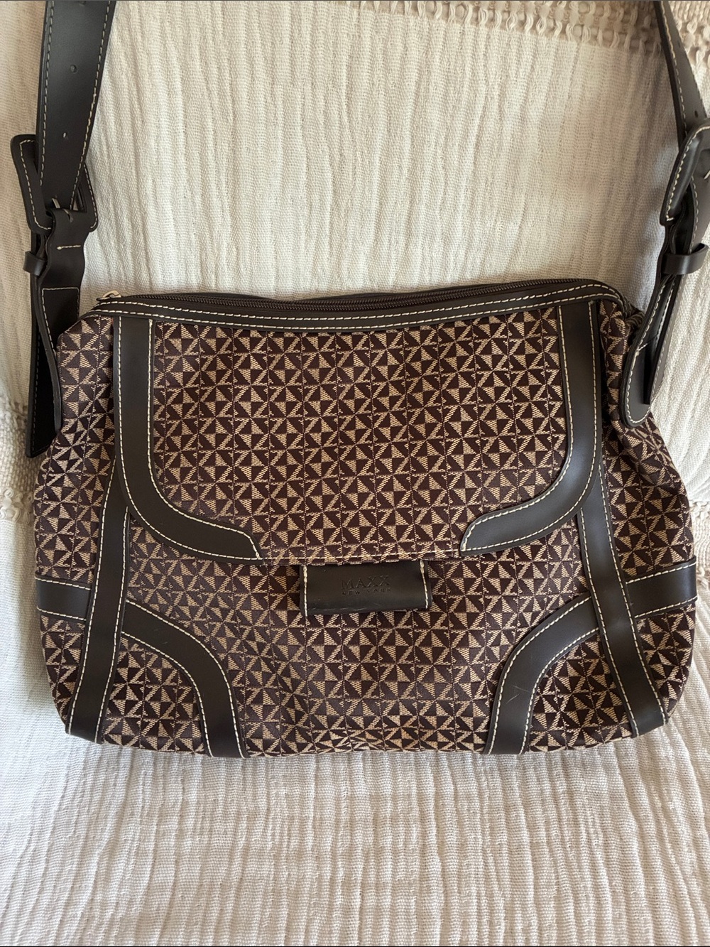 Maxx New York Patterned Shoulder Bag, Brown & Beige
